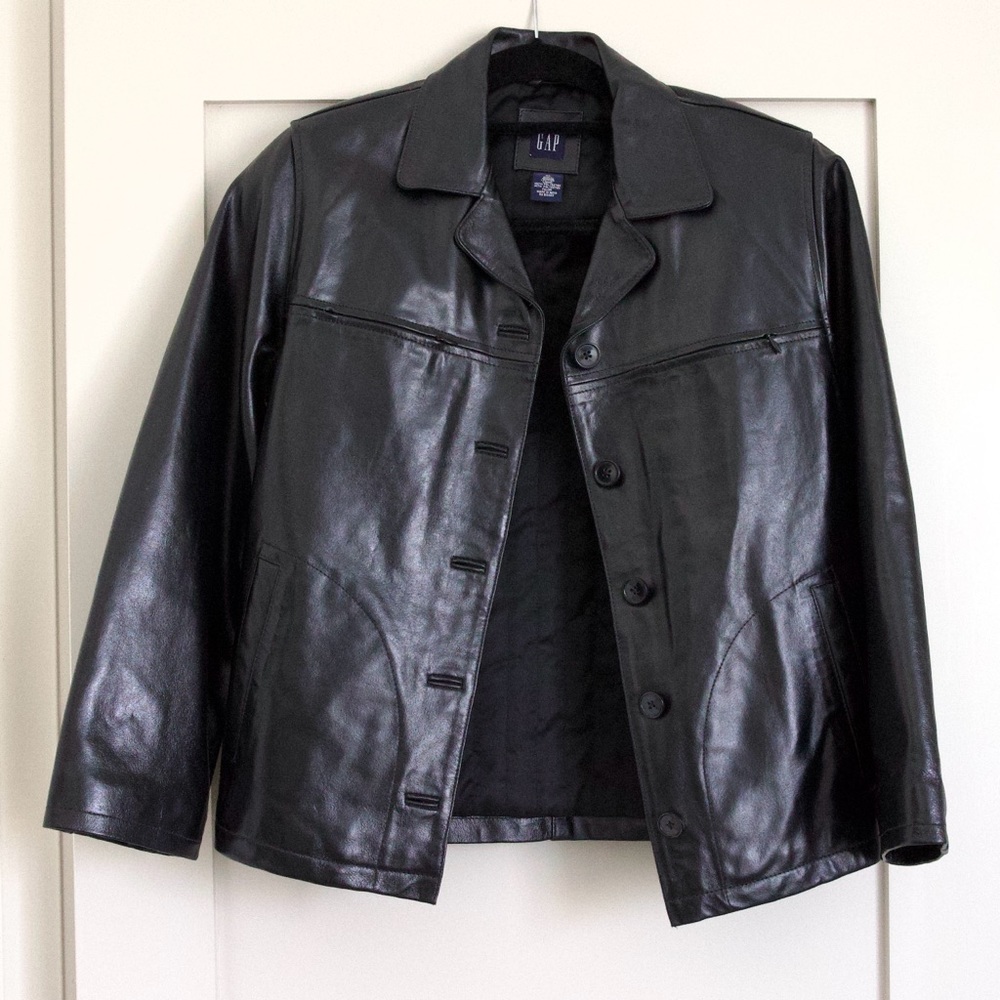 VINTAGE Like New Real Leather Black Gap Jacket